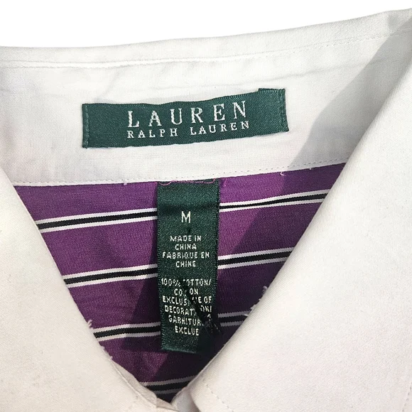 Lauren Ralph Lauren Purple Pinstripe Button Down Collared Shirt - Picture 5 of 5